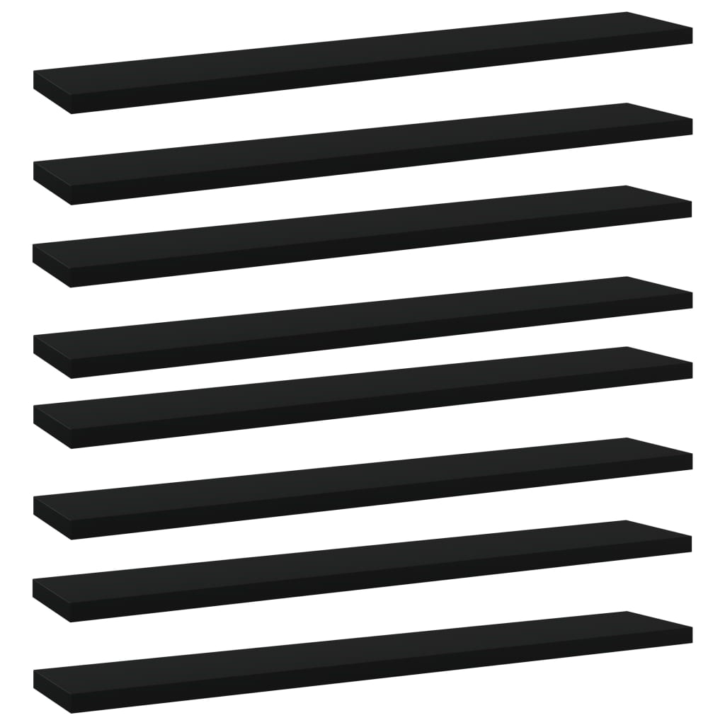 vidaXL Knygų lentynos plokštės, 8vnt., juodos, 60x10x1,5cm, MDP