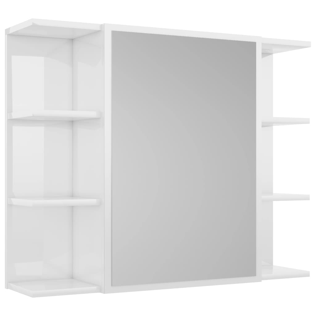 vidaXL Vonios kambario baldų komplektas, 4 dalių, baltas, MDP, blizgus