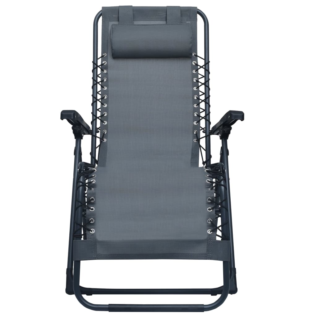 vidaXL Sulankstoma terasos kėdė, pilkos spalvos, tekstilenas