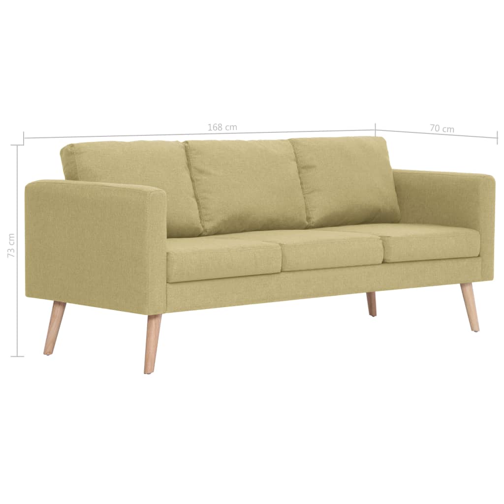 vidaXL Trivietė sofa, žalia, audinys