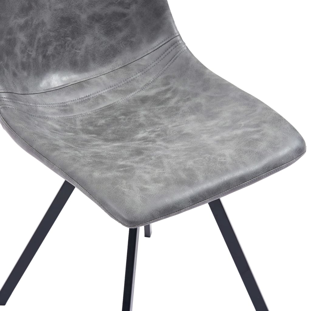 vidaXL Valgomojo kėdės, 4 vnt., pilkos spalvos, dirbtinė oda