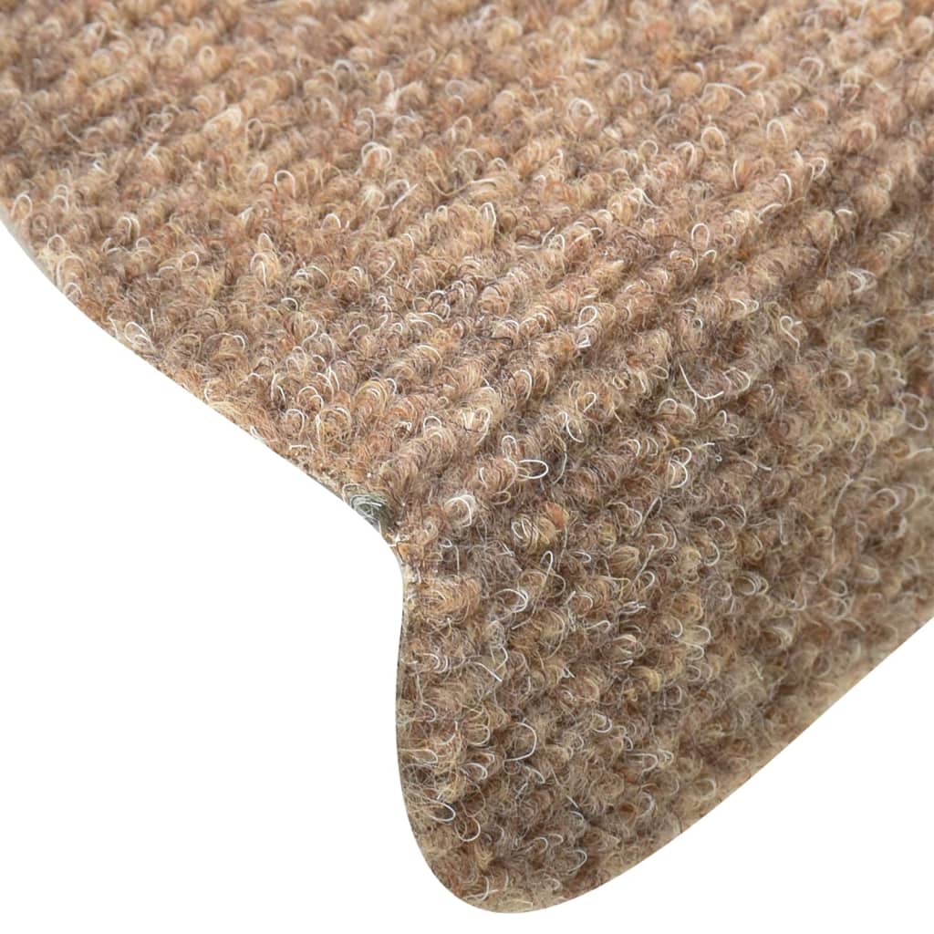 vidaXL Lipnūs laiptų kilimėliai, 10vnt., kreminės spalvos, 56x17x3cm