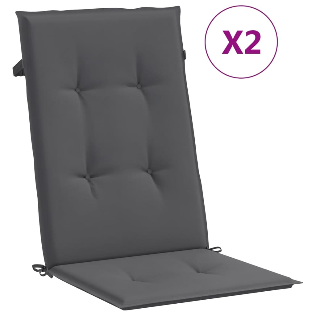 vidaXL Sodo kėdės pagalvėlės, 2vnt., antracito, 120x50x3cm, audinys