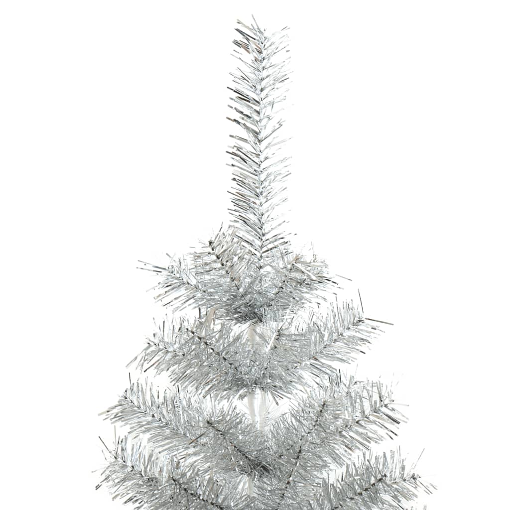 vidaXL Dirbtinė Kalėdų eglutė su stovu, sidabrinės spalvos, 210cm, PET