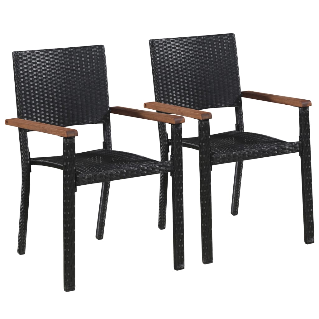 vidaXL Lauko kėdės, 2 vnt., poliratanas, juodos