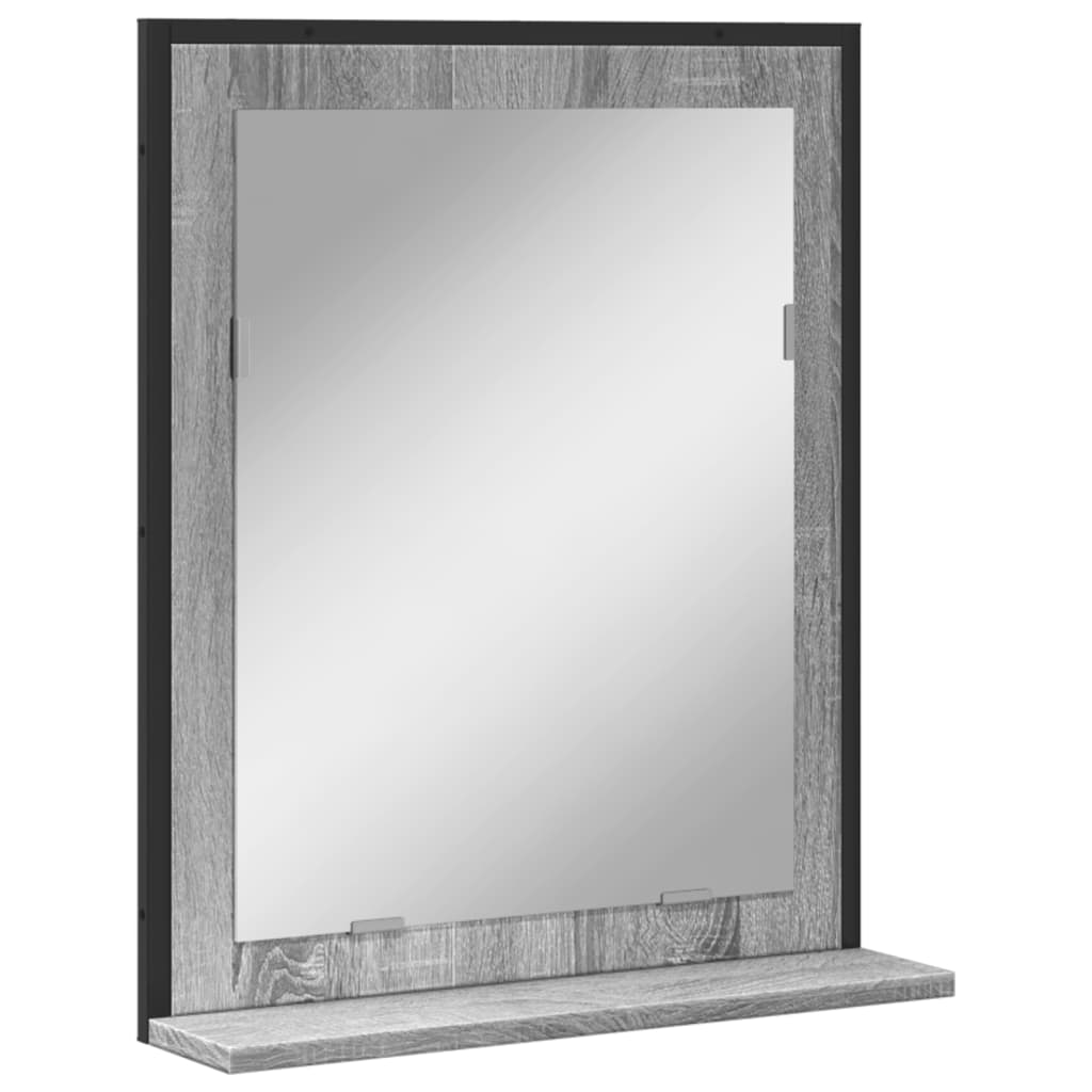 vidaXL Vonios veidrodis su lentyna, pilkas ąžuolo, 50x12x60cm, mediena