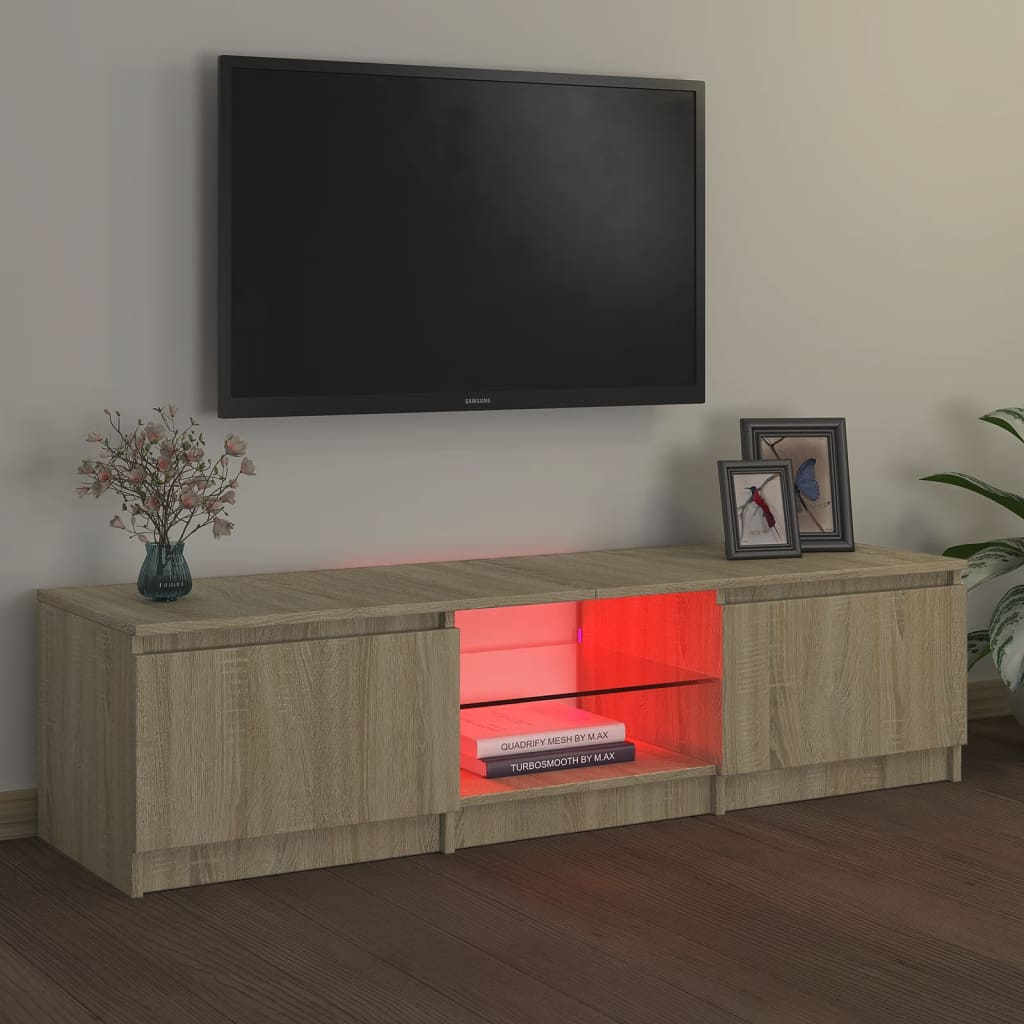vidaXL Televizoriaus spintelė su LED apšvietimu, ąžuolo, 140x40x35,5cm