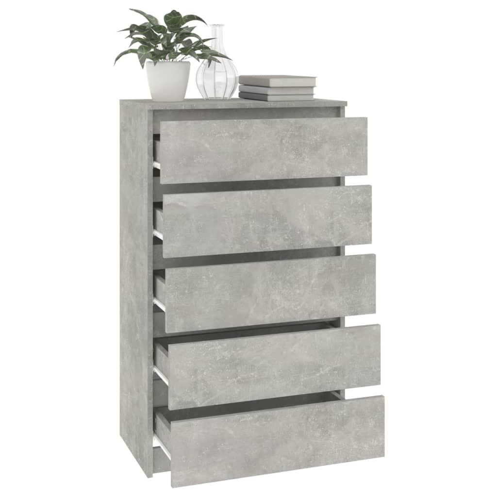 vidaXL Spintelė su stalčiais, betono pilka, 60x36x103cm, mediena