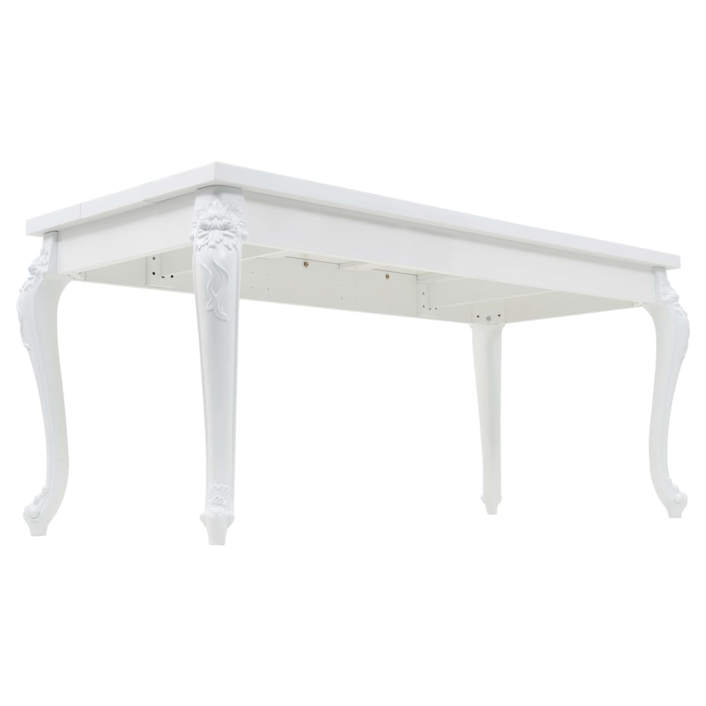 vidaXL Valgomojo stalas, baltas, 179x89x81 cm, labai blizgus