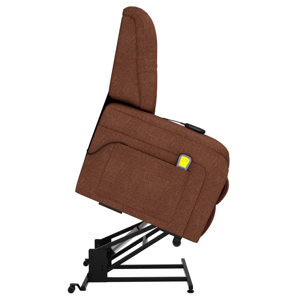 vidaXL Elektrinis atlošiamas masažinis TV krėslas, rudas, audinys