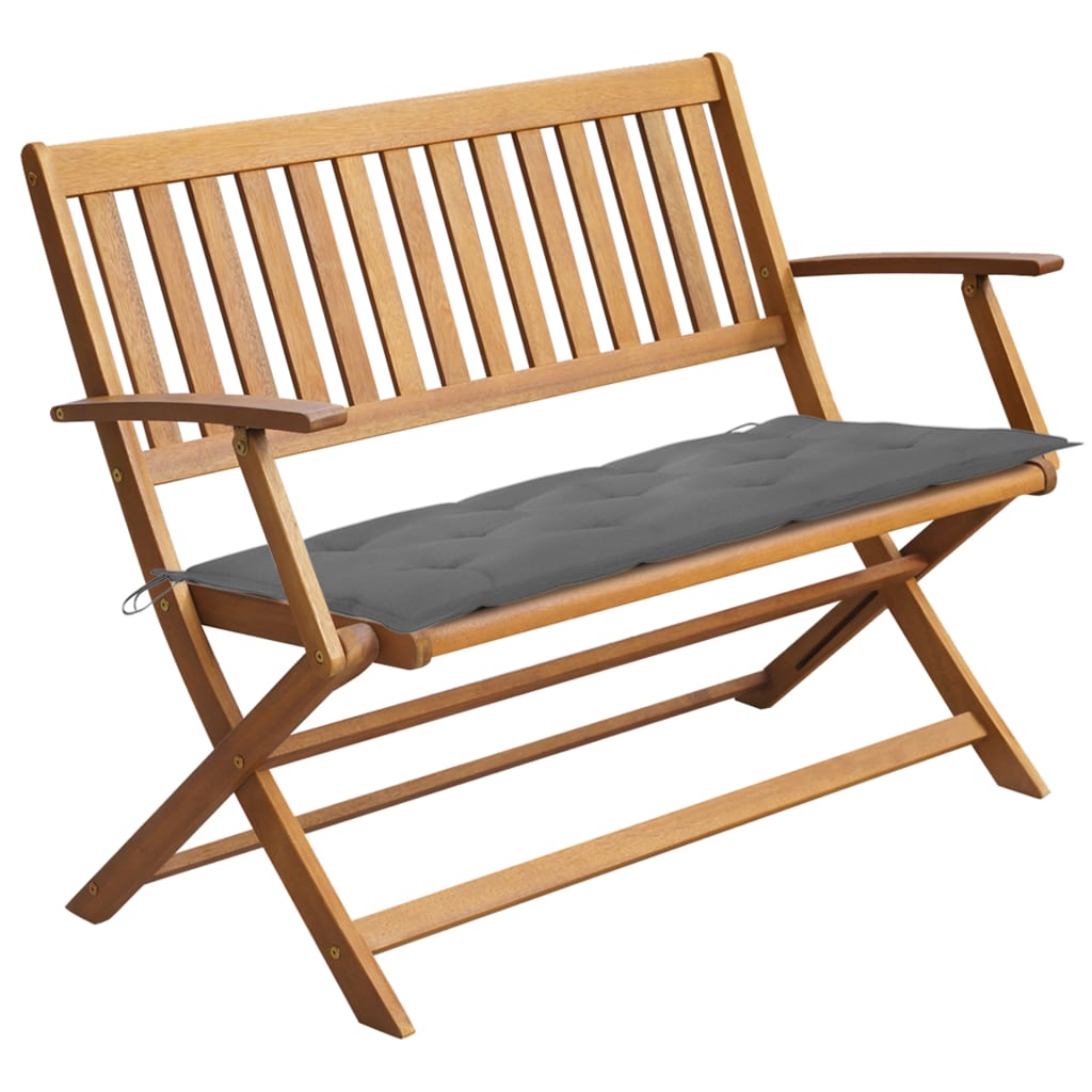 vidaXL Sodo suoliukas su pagalvėle, 120cm, akacijos medienos masyvas
