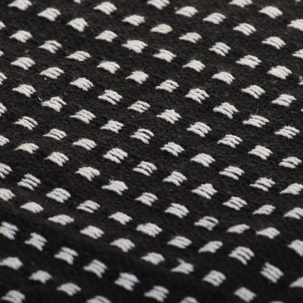 vidaXL Pledas, medvilnė, kvadratų raštas, 220x250cm, juoda spalva