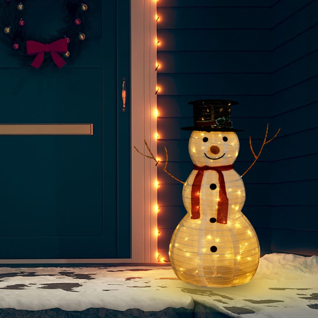 vidaXL Kalėdų dekoracija sniego senis, 90cm, prabangus audinys, LED