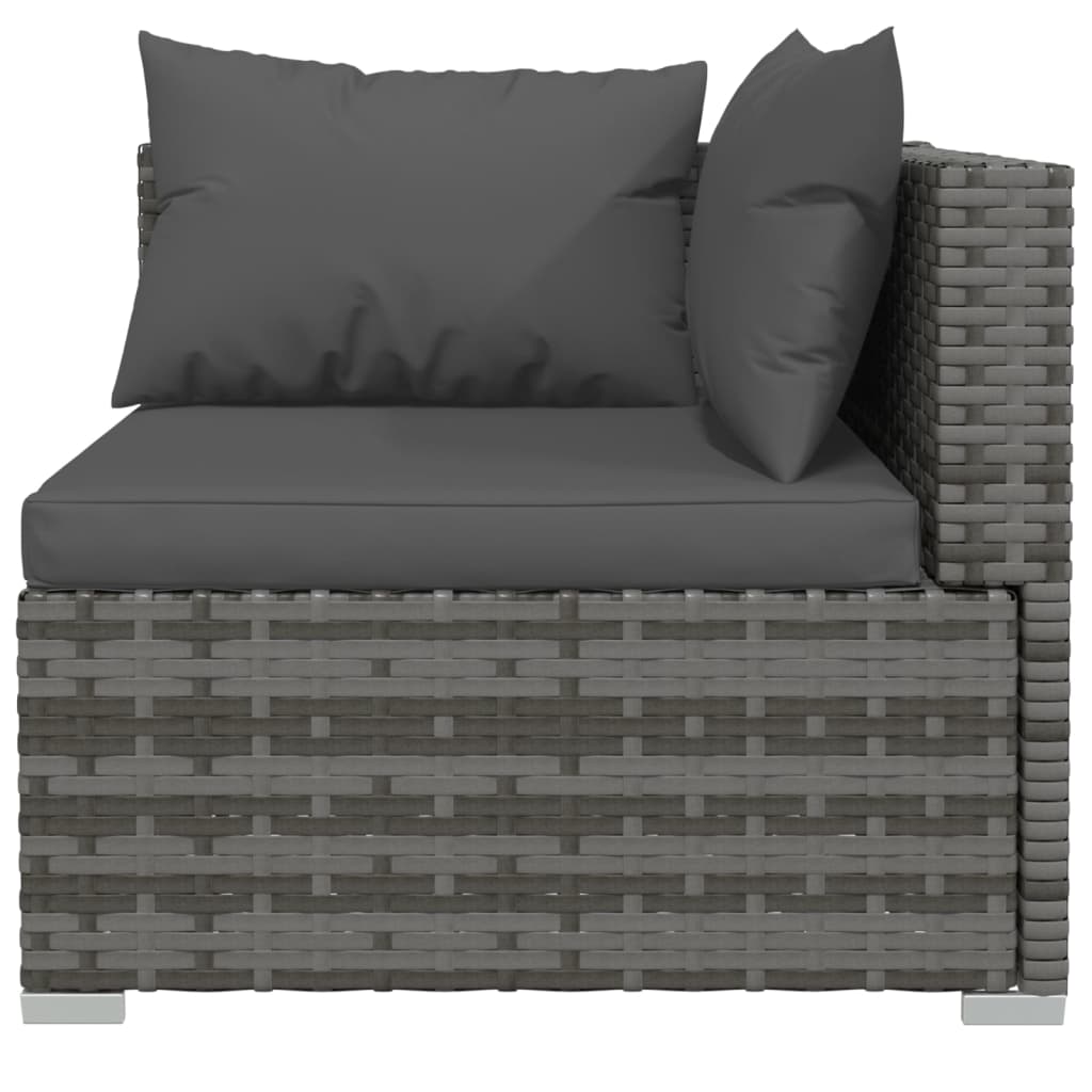 vidaXL Sodo komplektas su pagalvėlėmis, 11 dalių, pilkas, poliratanas