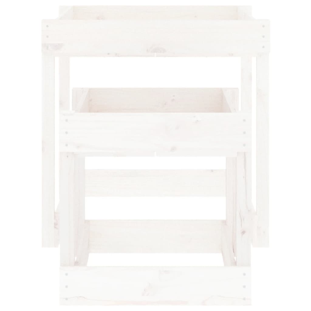 vidaXL Smėlio stalai, 2vnt., baltos spalvos, pušies medienos masyvas