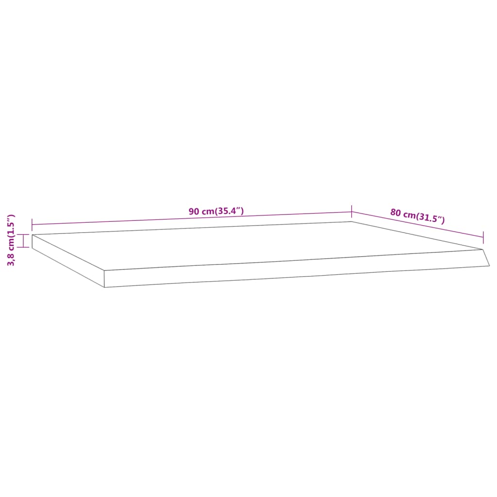 vidaXL Rašomojo stalo stalviršis, 90x80x3,8cm, akacijos masyvas