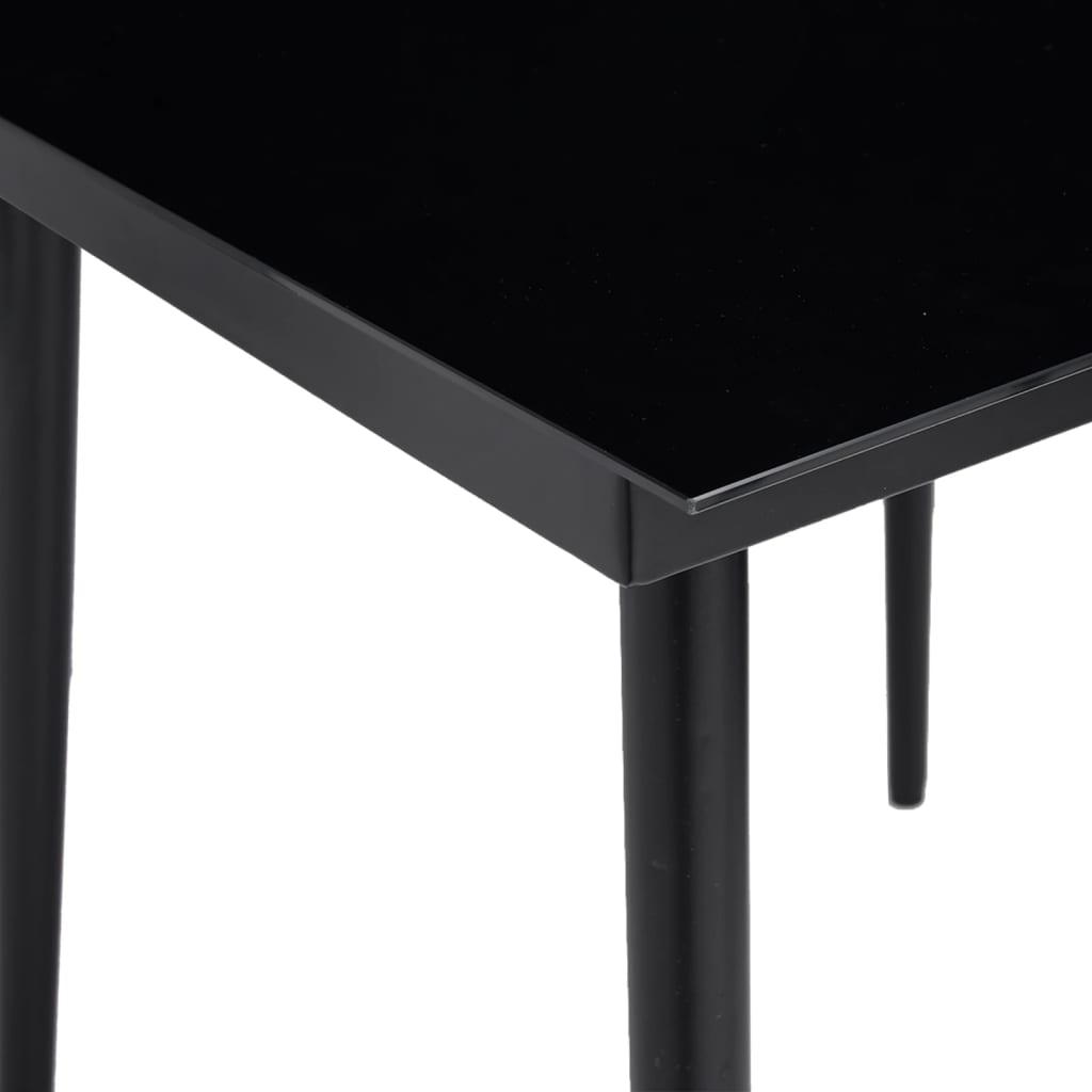 vidaXL Sodo valgomojo stalas, juodas, 140x70x74cm, plienas ir stiklas