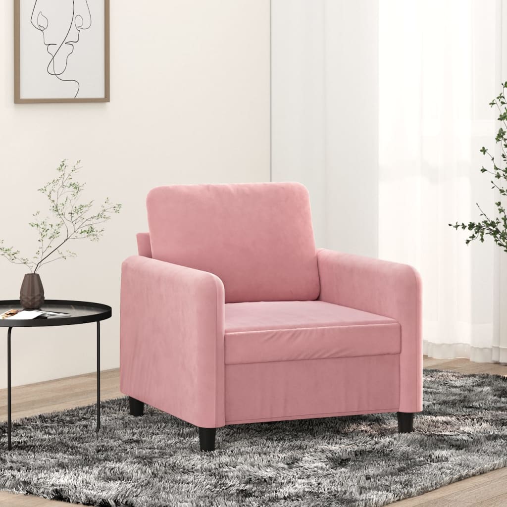 vidaXL Krėslas, rožinės spalvos, 60cm, aksomas
