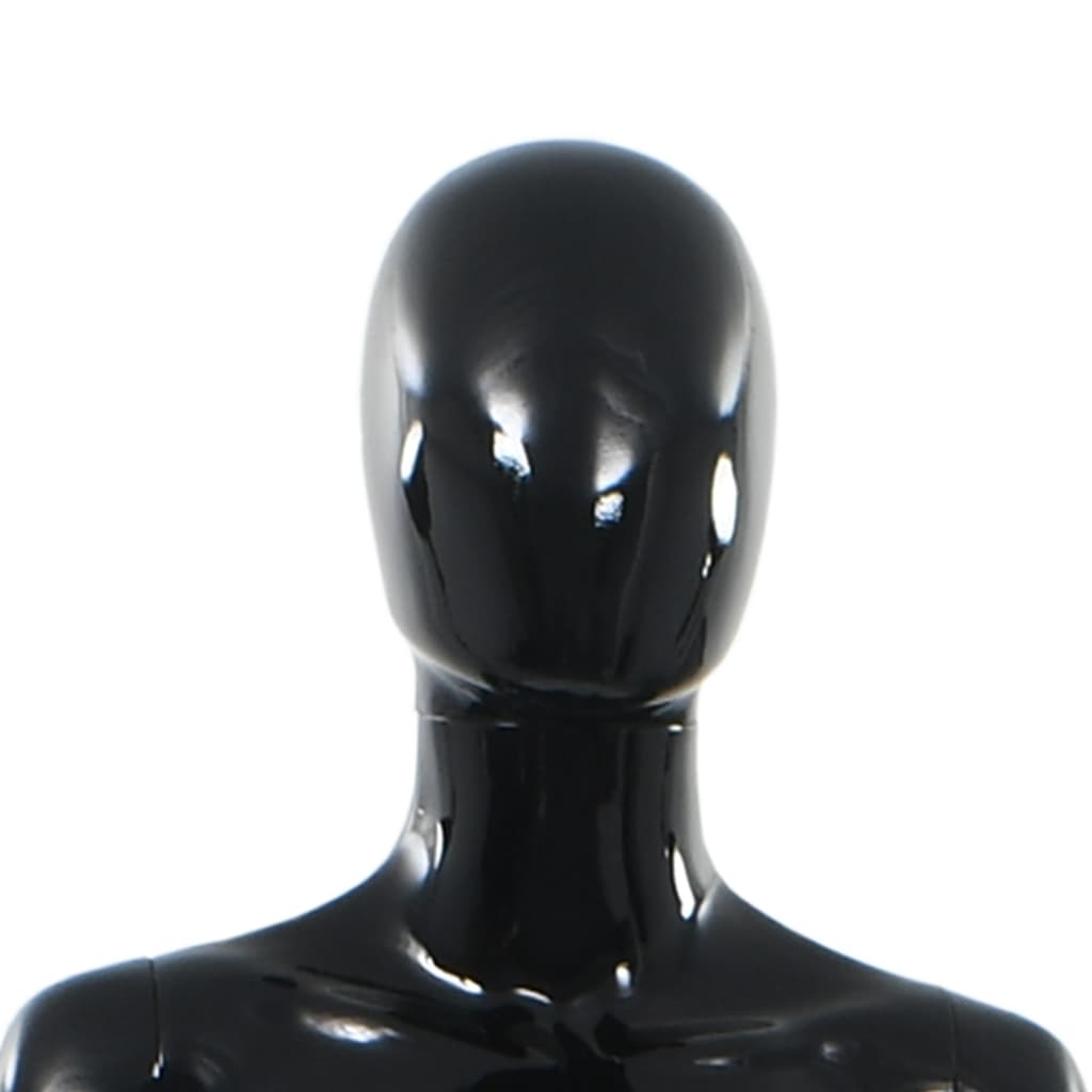 vidaXL Moteriškas manekenas, stiklo pagr., blizgus juodas, 175cm