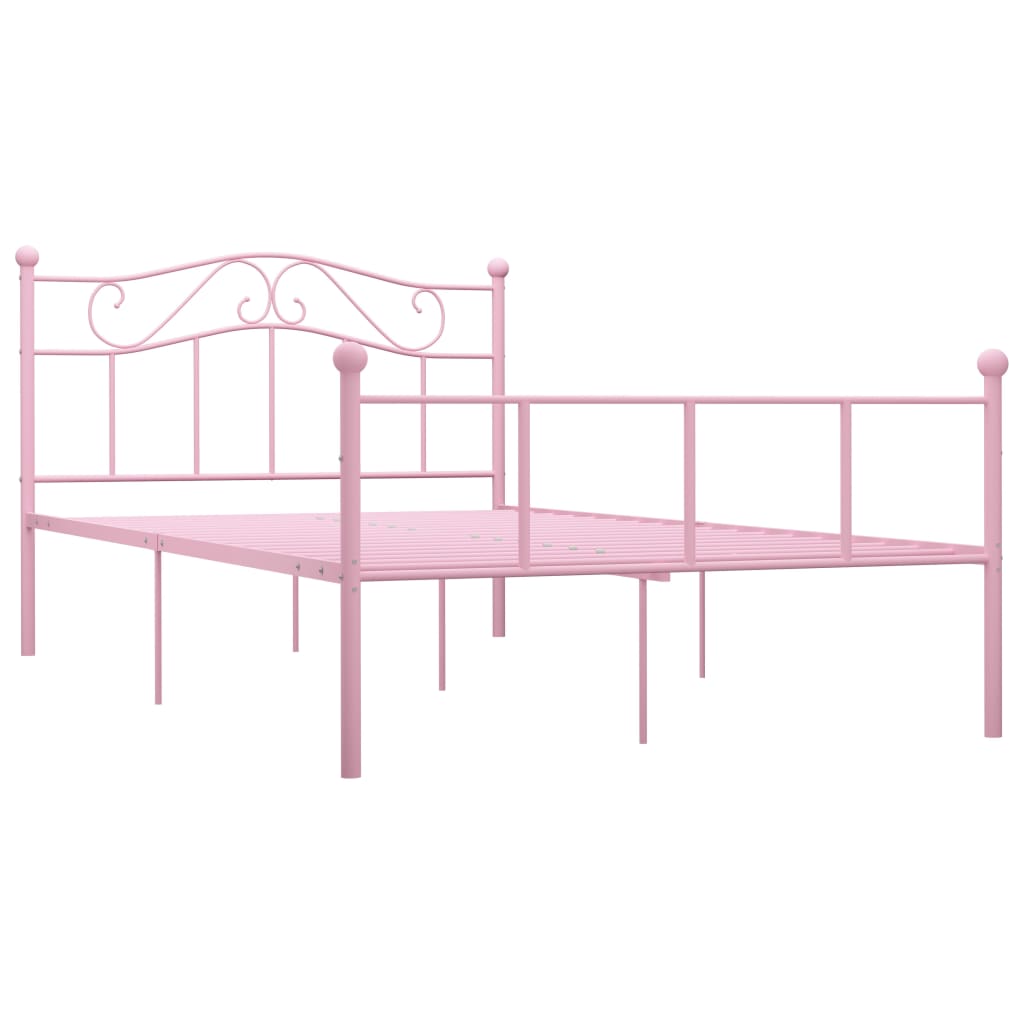 vidaXL Lovos rėmas, rožinės spalvos, 120x200cm, metalas