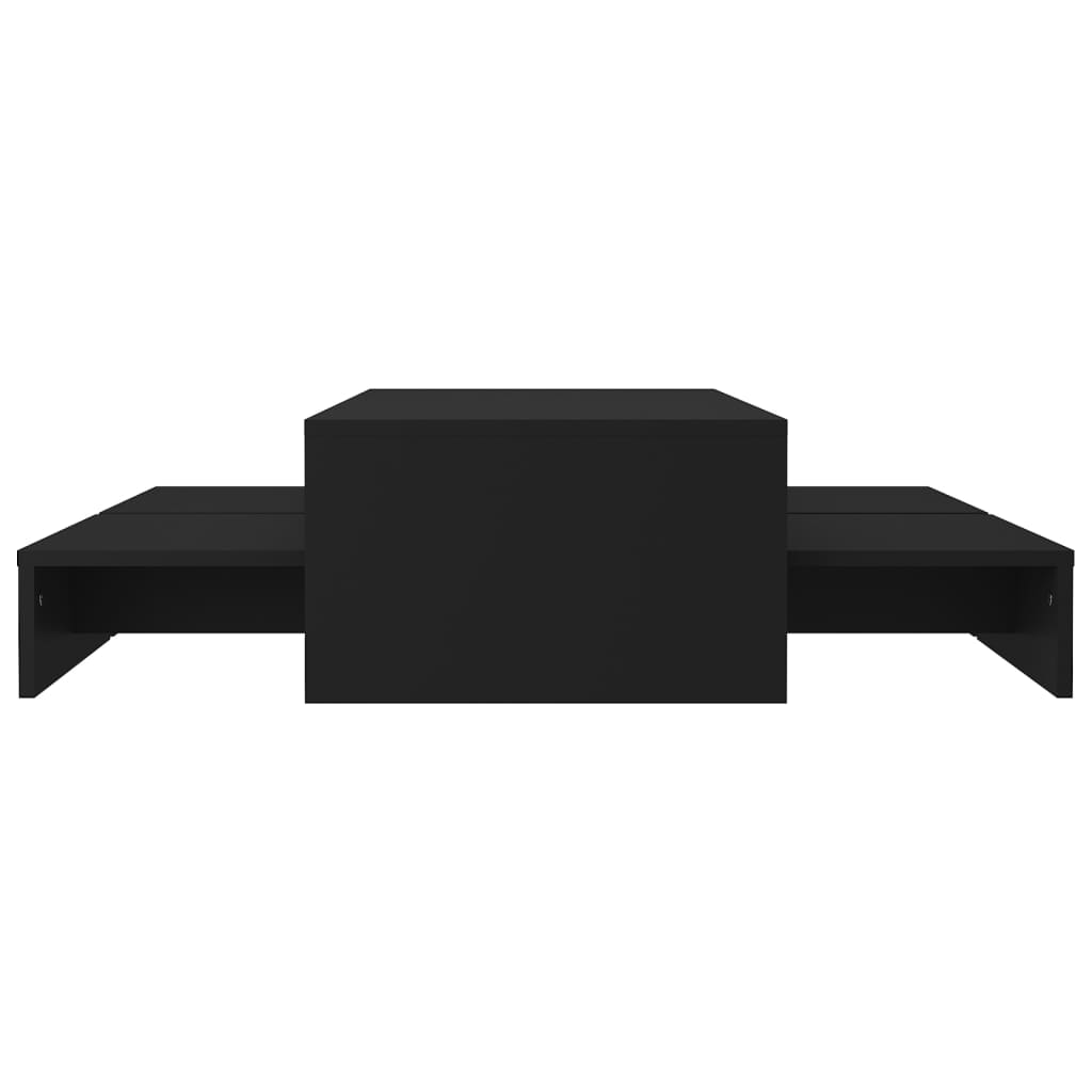 vidaXL Sudedamų kavos staliukų rinkinys, juodas, 100x100x26,5cm, MDP