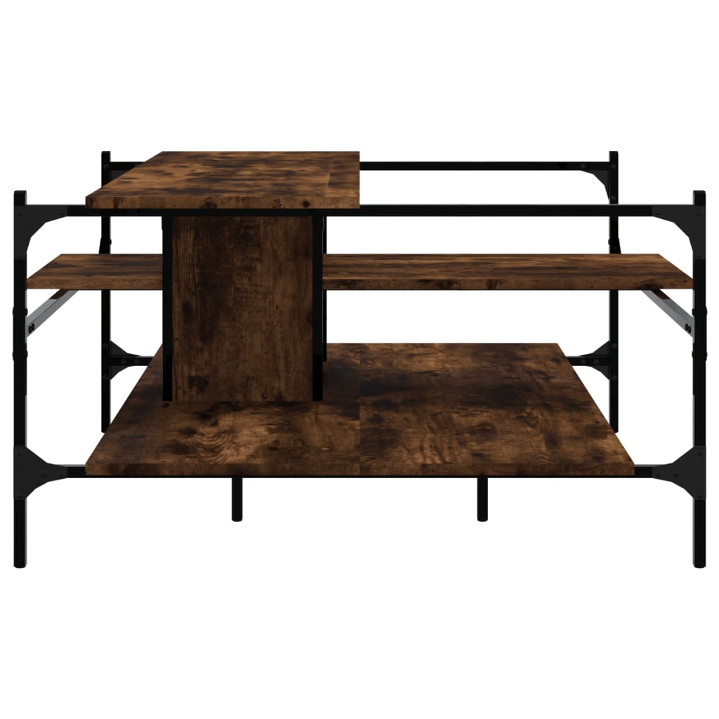 vidaXL Kavos staliukas, dūminio ąžuolo, 100x100x48,5cm, mediena