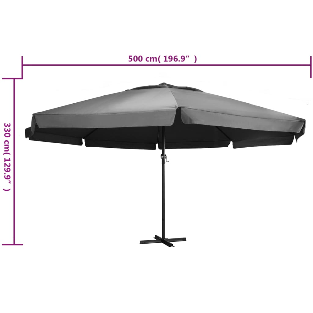 vidaXL Lauko skėtis su aliuminio stulpu, antracito spalvos, 600cm