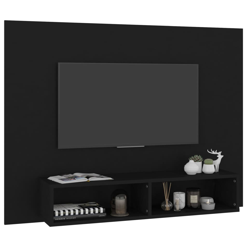 vidaXL Sieninė televizoriaus spintelė, juoda, 120x23,5x90cm, MDP