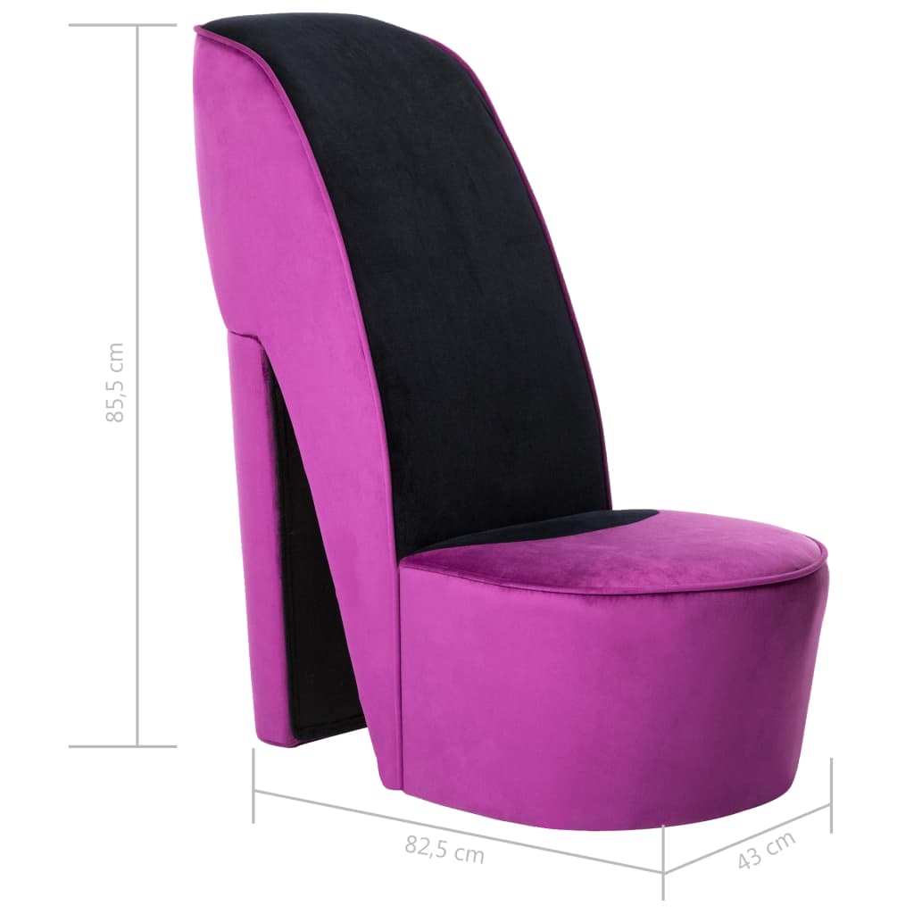 vidaXL Aukštakulnio formos kėdė, violetinės spalvos, aksomas