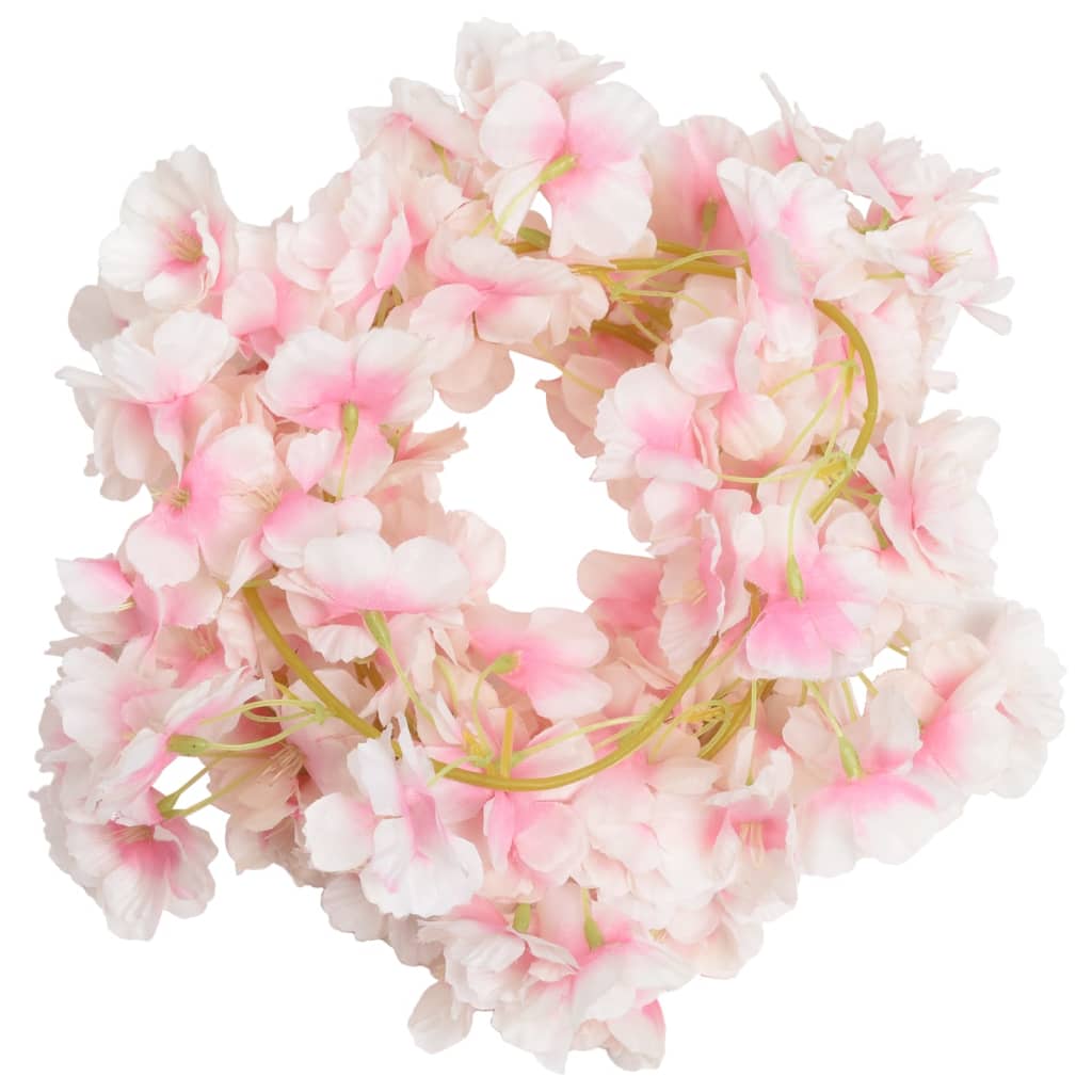 vidaXL Dirbtinių gėlių girliandos, 6vnt., šviesiai rožinės, 180cm