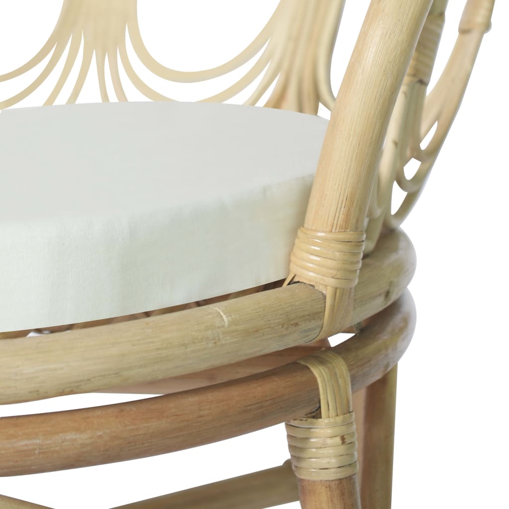 vidaXL Valgomojo kėdė su pagalvėle, natūralus ratanas ir linas