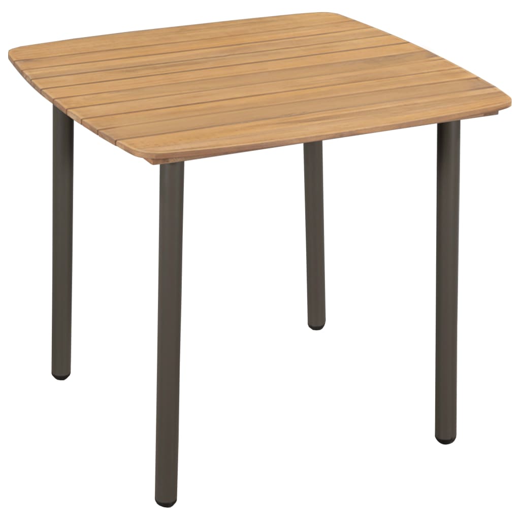 vidaXL Sodo stalas, 80x80x72cm, akacijos medienos masyvas ir plienas