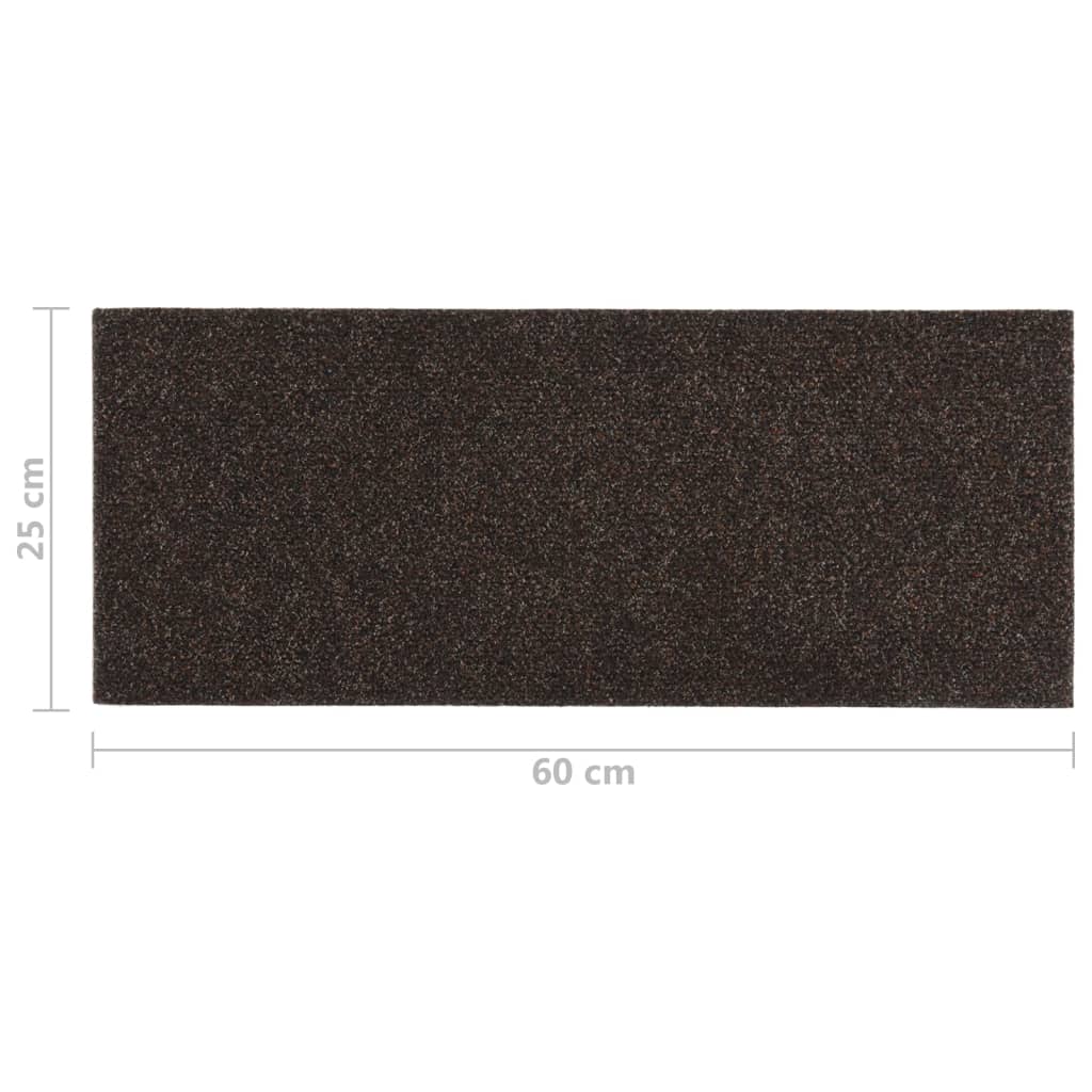 vidaXL Lipnūs laiptų kilimėliai, 15vnt., tamsiai rudi, 60x25cm