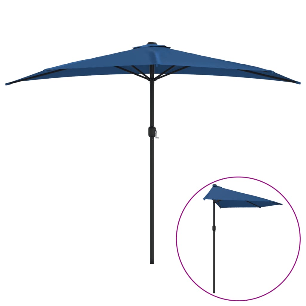 vidaXL Balkono skėtis su aliuminiu stulpu, mėlynas, 300x155x223cm