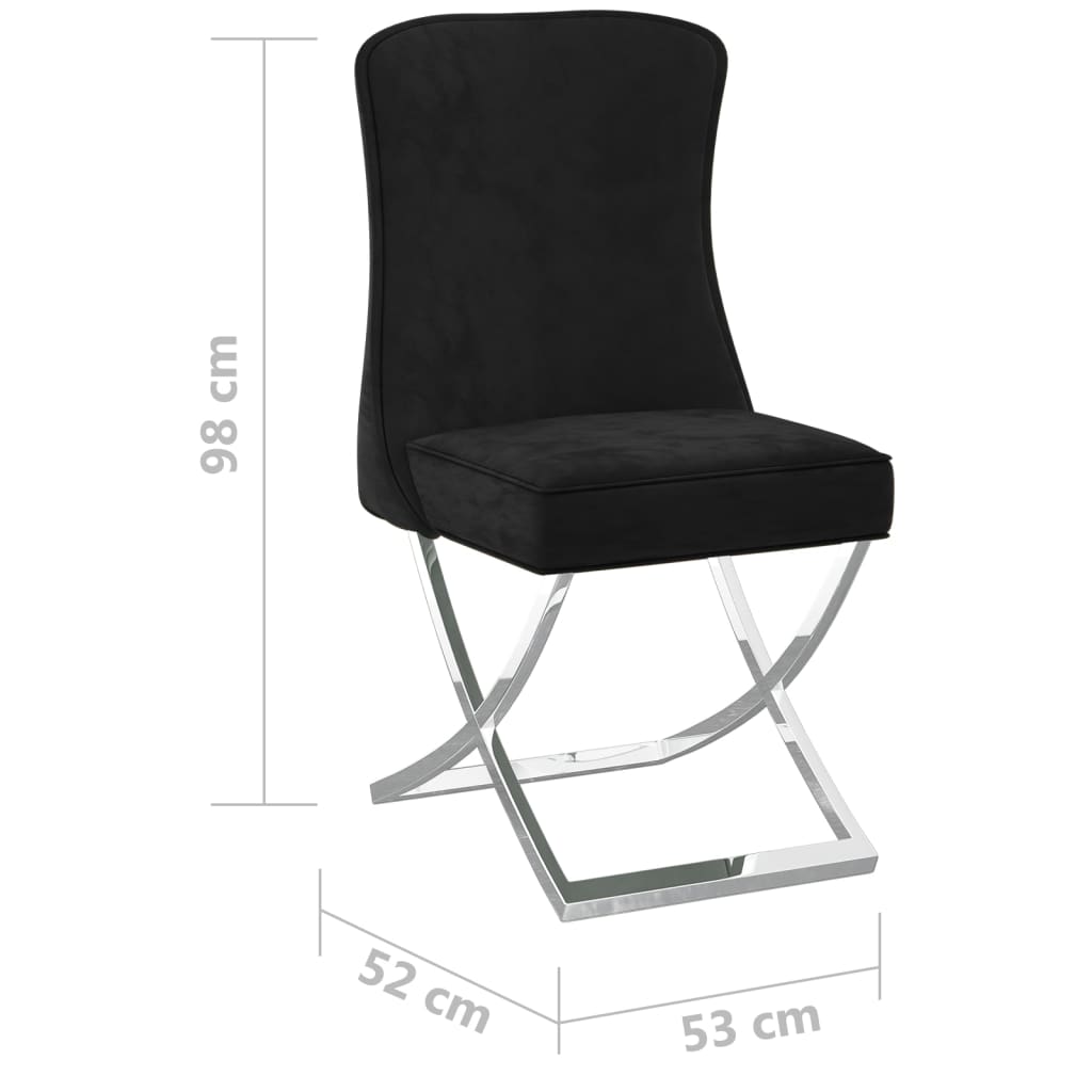 vidaXL Valgomojo kėdė, juoda, 53x52x98cm, aksomas ir plienas