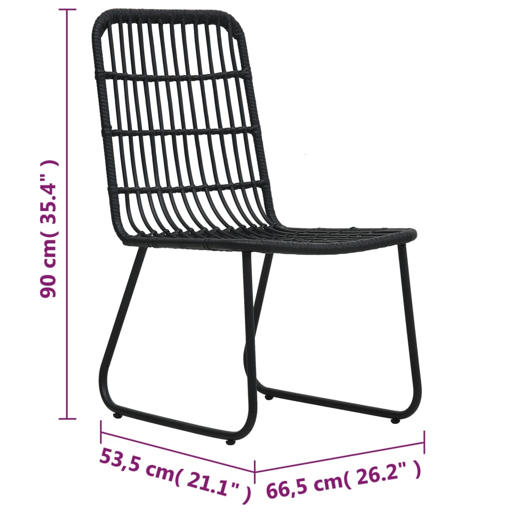 vidaXL Sodo kėdės, 2vnt., juodos spalvos, poliratanas