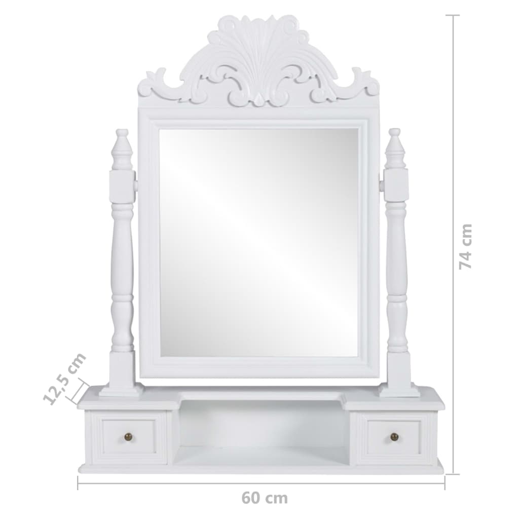 vidaXL Kosmetinis staliukas su besisukančiu veidrodžiu, MDF