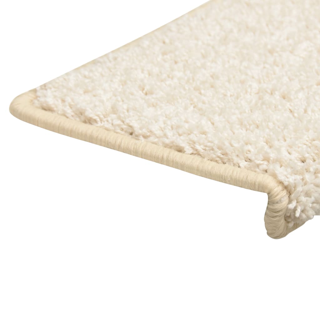 vidaXL Laiptų kilimėliai, 15vnt., baltos spalvos, 65x21x4 cm