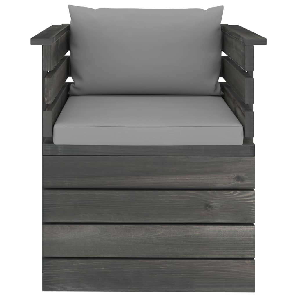 vidaXL Sodo krėslas su pagalvėlėmis , pušies mediena (315417+315053)