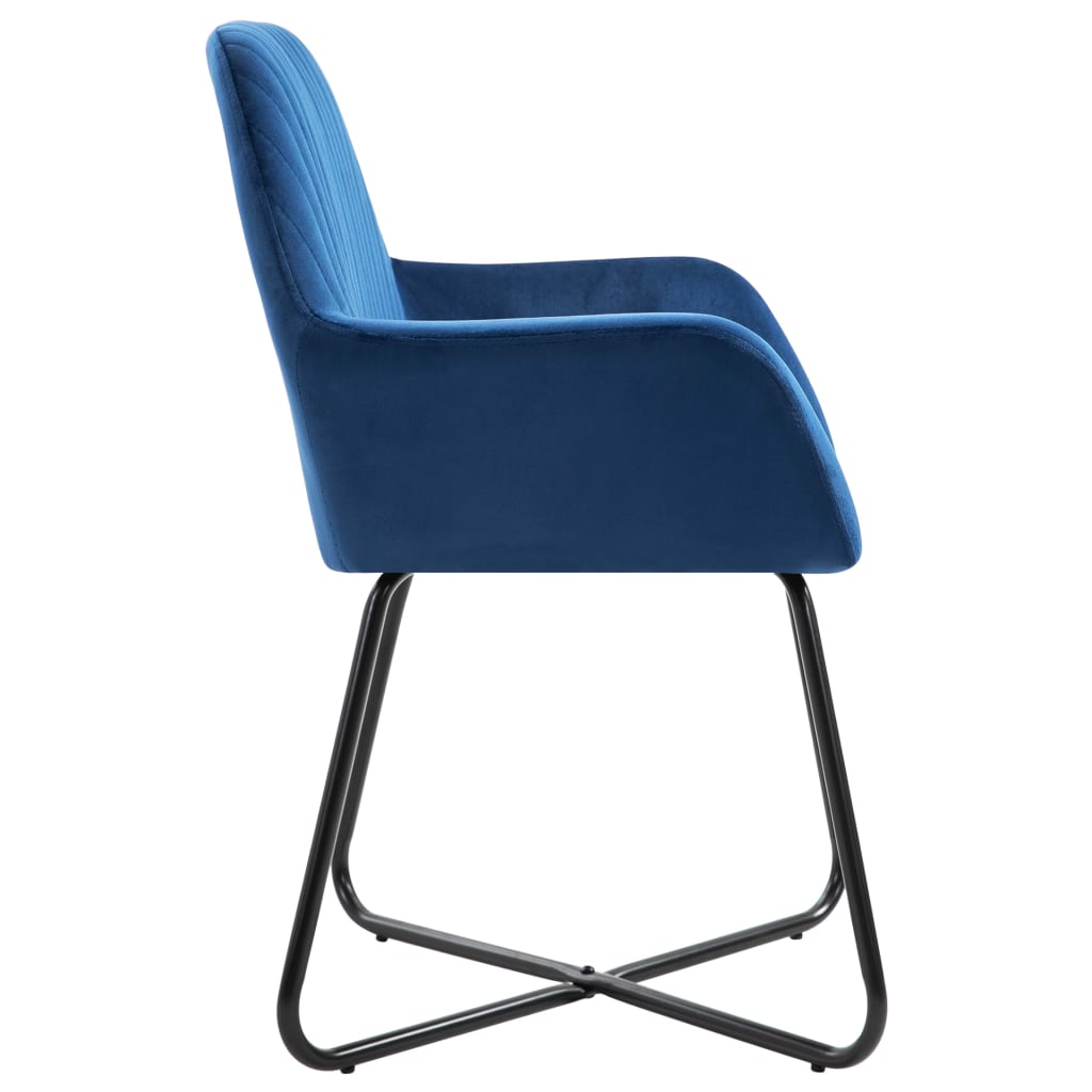 vidaXL Valgomojo kėdės, 6vnt., mėlynos spalvos, aksomas