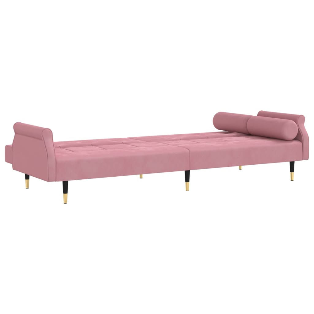 vidaXL Sofa-lova su pagalvėlėmis, rožinės spalvos, aksomas