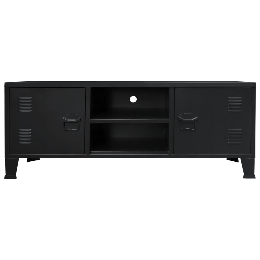 vidaXL TV spintelė, metalas, industr. stiliaus, 120x35x48cm, juoda