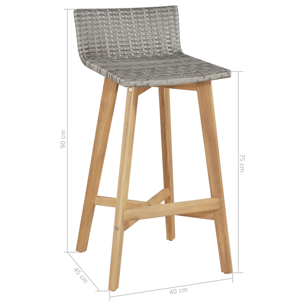 vidaXL Baro kėdės, 2vnt., akacijos medienos masyvas
