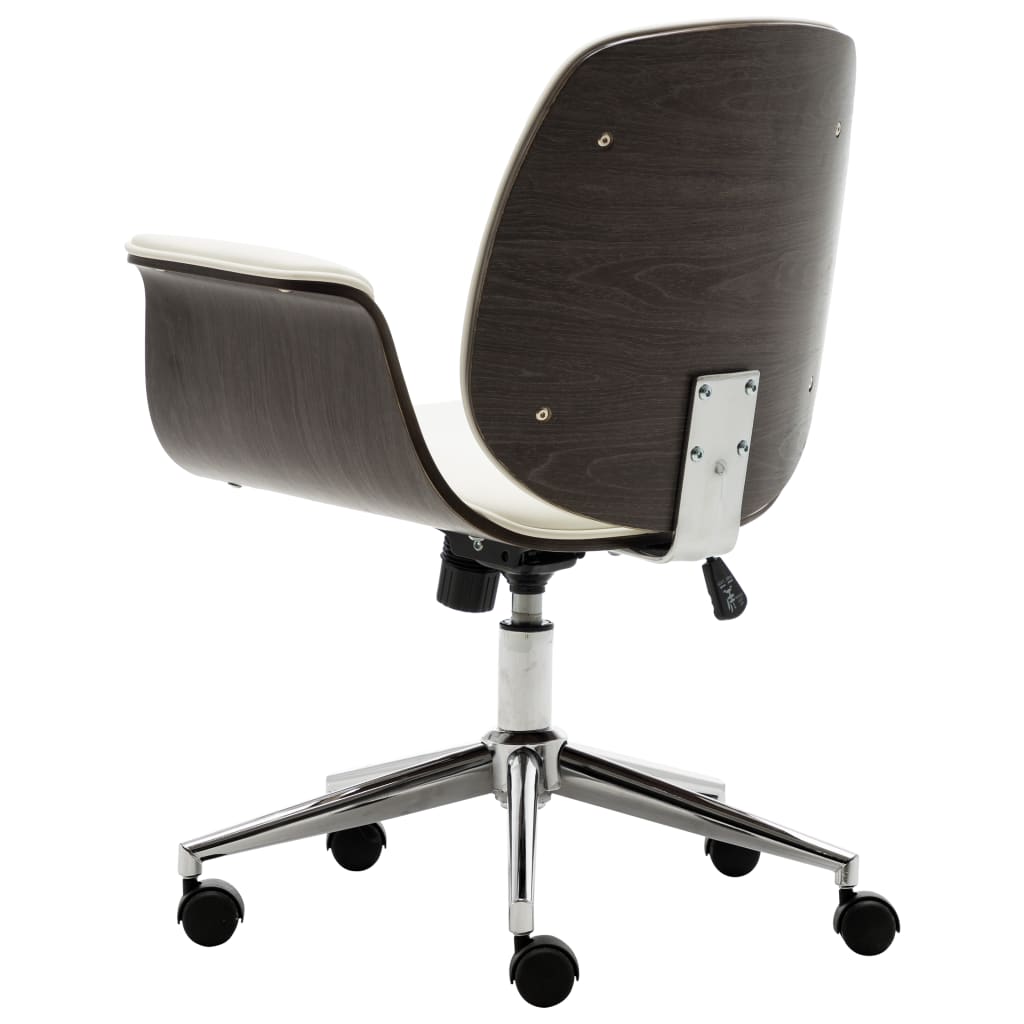 vidaXL Biuro kėdė, baltos sp., išlenkta mediena ir dirbtinė oda