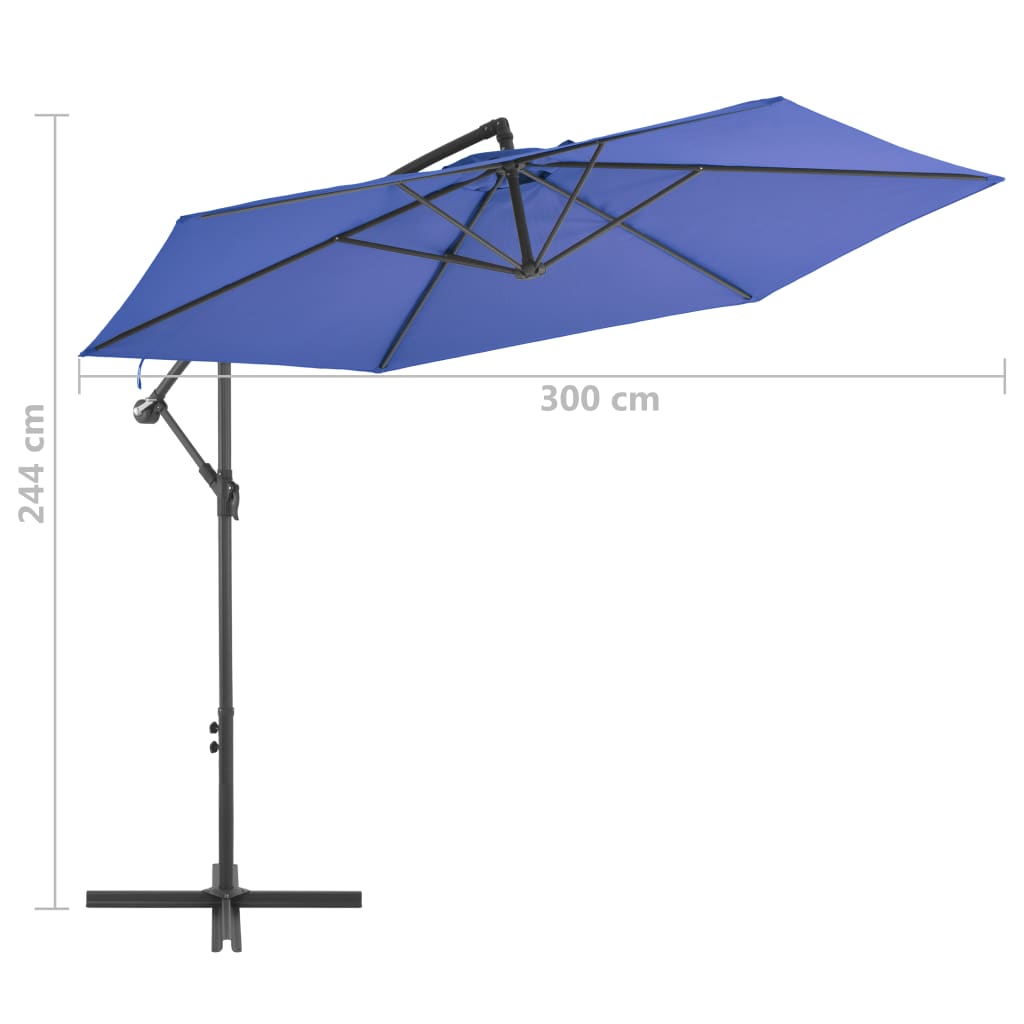 vidaXL Gembės formos skėtis su aliuminio stulpu, mėlynas, 300cm