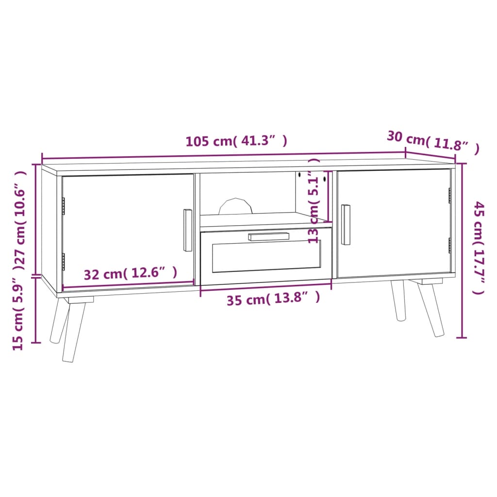 vidaXL Televizoriaus spintelė su durelėmis, 105x30x45cm, mediena