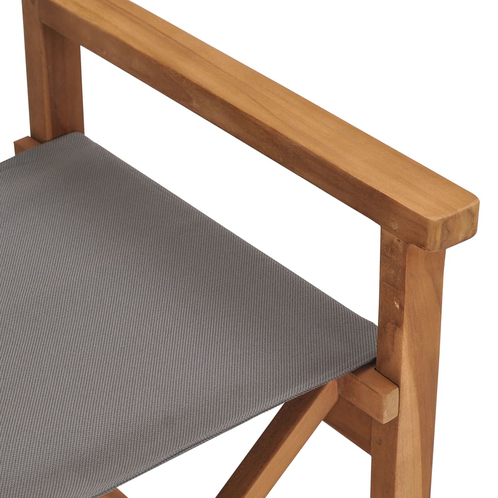 vidaXL Režisieriaus kėdės, 2vnt., pilkos, tikmedžio medienos masyvas