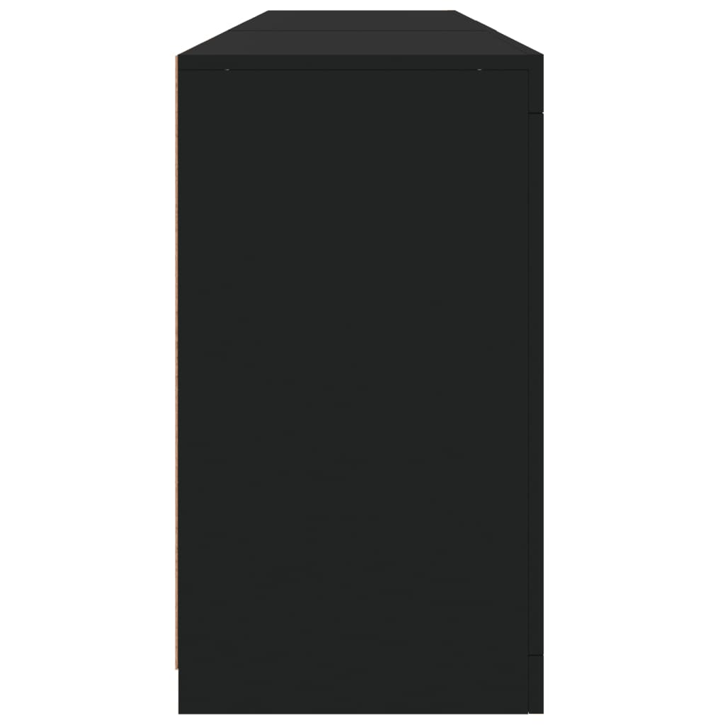 vidaXL Šoninė spintelė su LED lemputėmis, juoda, 181,5x37x67cm