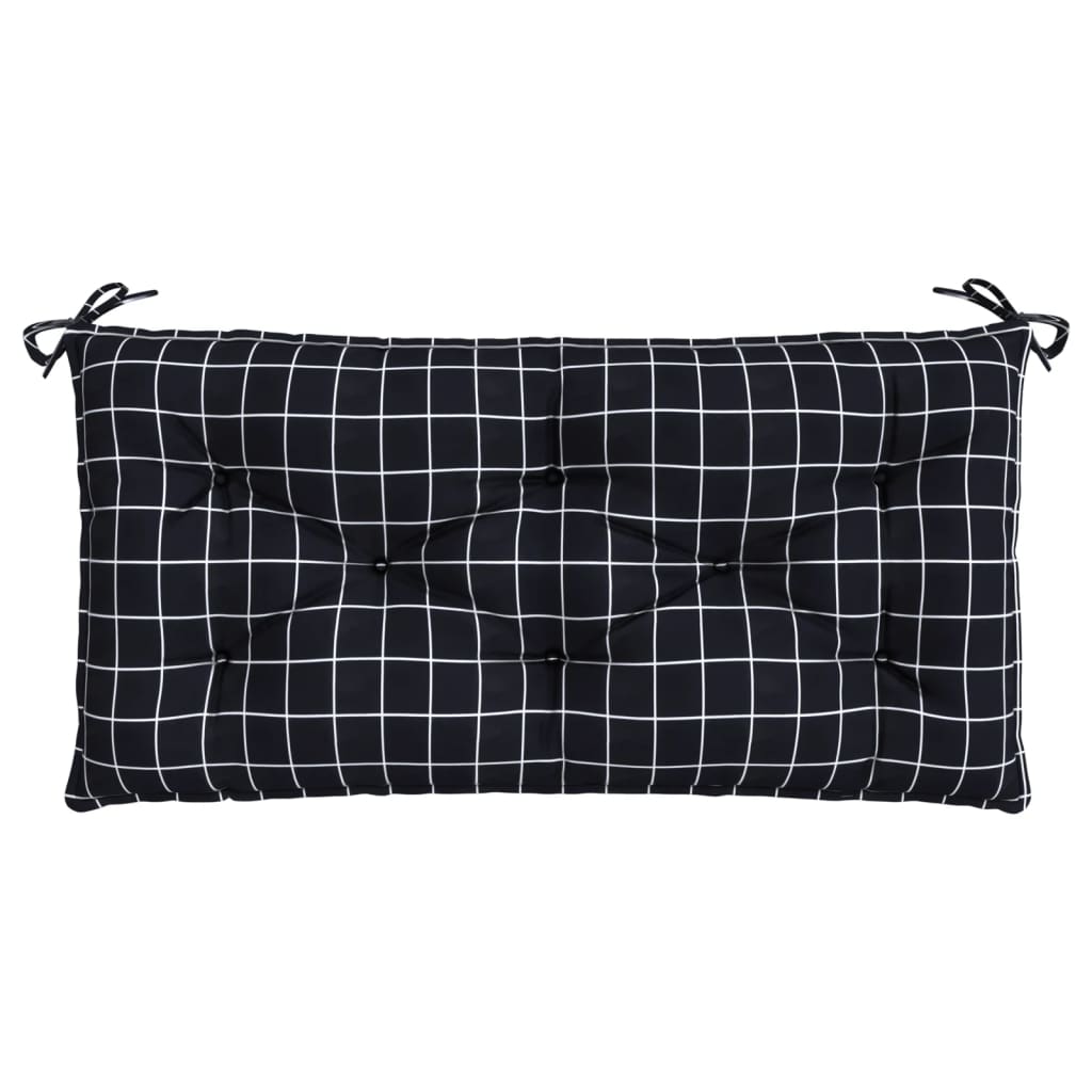 vidaXL Sodo suoliuko pagalvėlė, 110x50x7cm, audinys, juodi langeliai