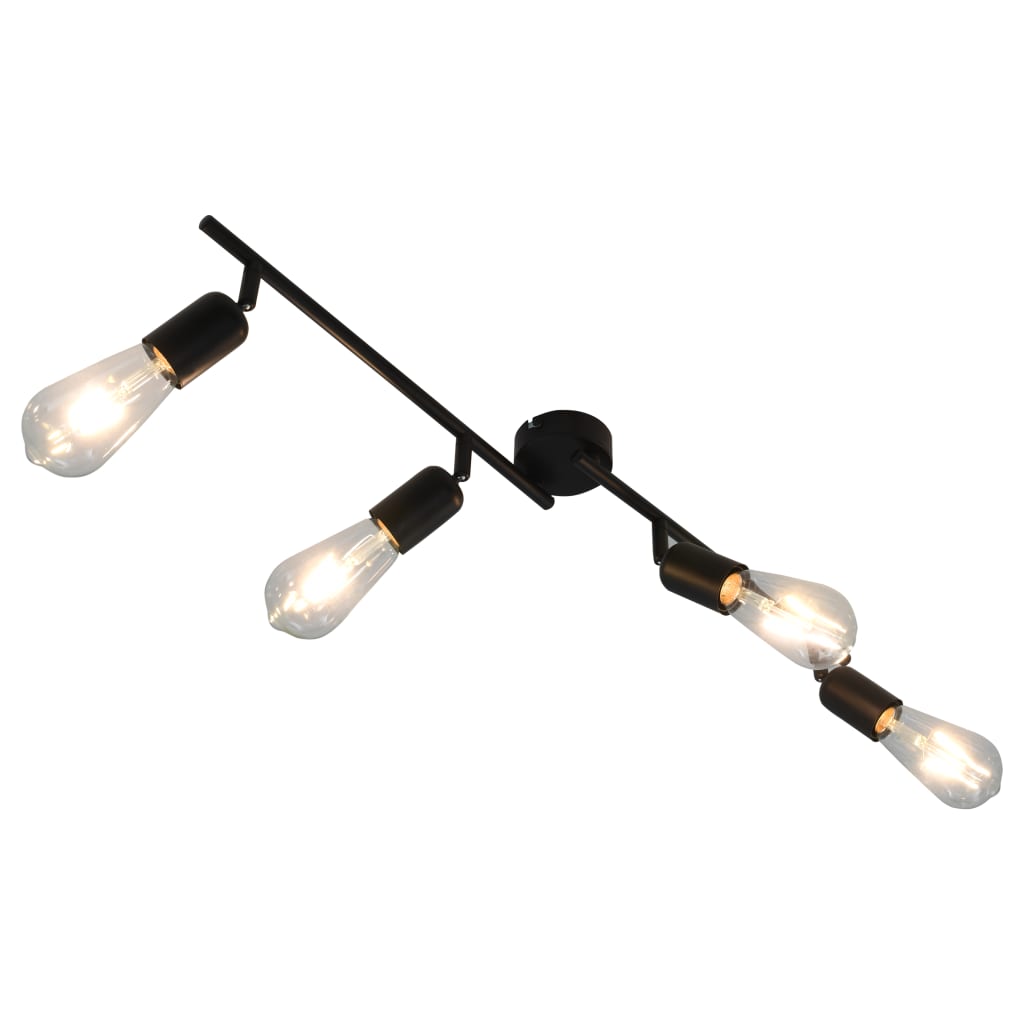 vidaXL Taškinis šviestuvas, juodos spalvos, 60cm, E27, 4 krypčių